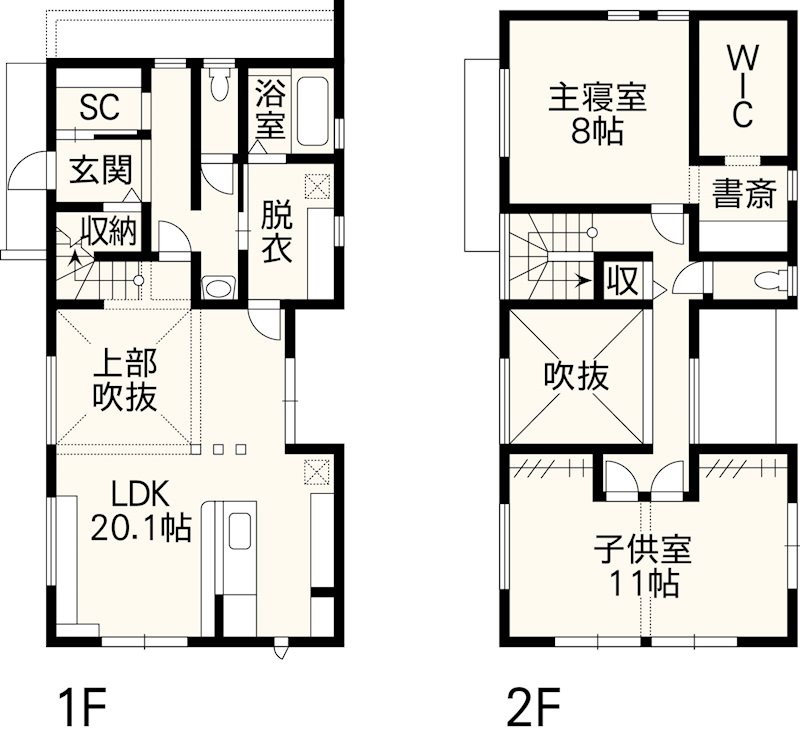 東区下江津3丁目戸建 間取り図