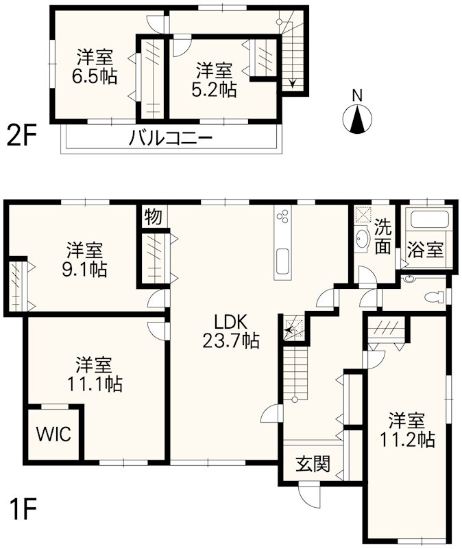 西区島崎5丁目戸建 間取り図