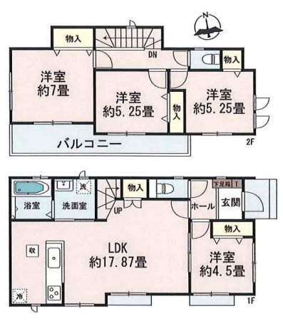 ハートフルタウン南区上ノ郷1丁目1号棟新築戸建  間取り図