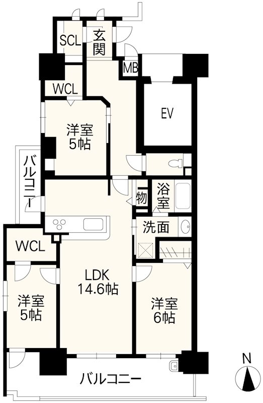 アルファスマート松江城 901号室 間取り図