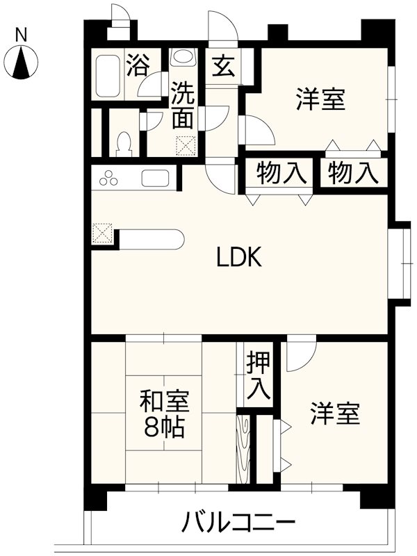 ヴォルフスガルテン萩原B棟 906号室 間取り図