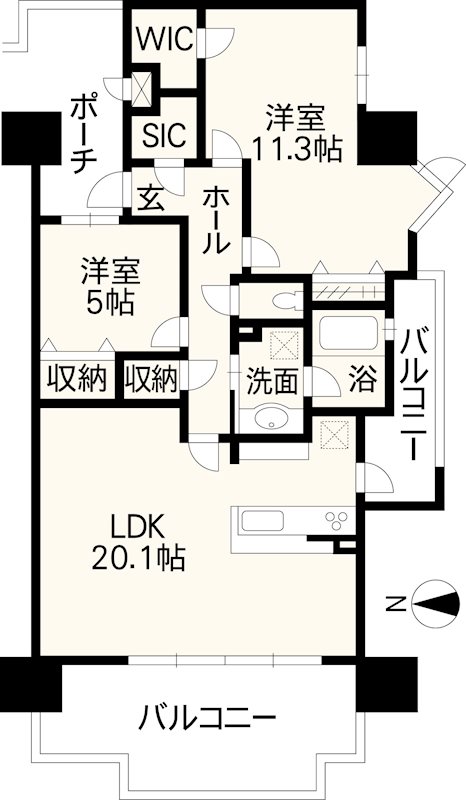 サンパーク熊本駅東テラス 1405号室 間取り図
