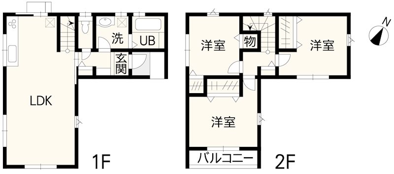 中央区横手3丁目2号棟戸建  間取り図