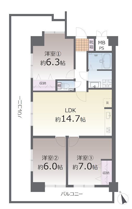 コアマンション島崎 501号室 間取り図