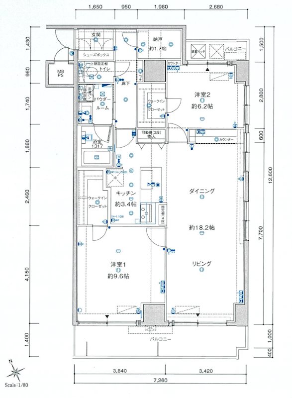 ライオンズマンション上通 410号室 間取り図