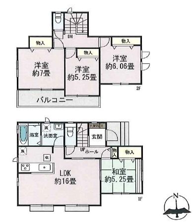 ハートフルタウン北区龍田7丁目2期E号棟新築戸建   間取り図