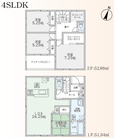 リーブルガーデン東区長嶺東5丁目第五1号棟新築戸建   間取り図