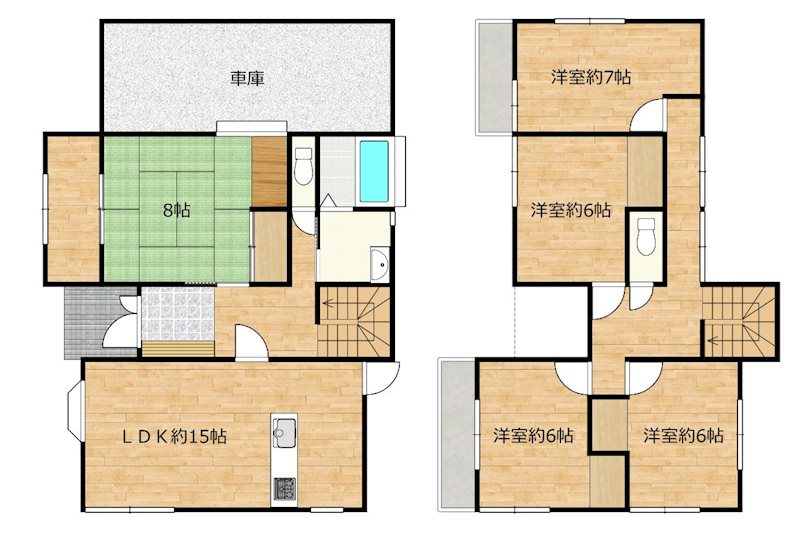 北区植木町岩野戸建 間取り図