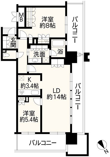 MJR熊本ザ・タワー 309号室 間取り図