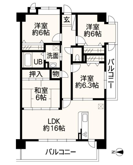 パークマンション水前寺公園 1107号室 間取り図