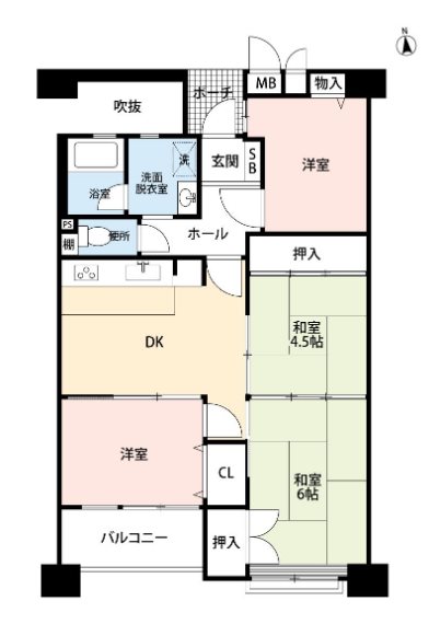 スカイハイツ新町 503号室 間取り図