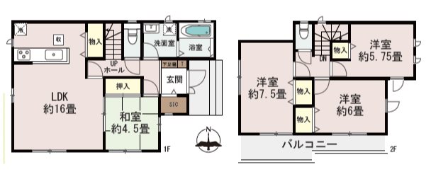 ハートフルタウン中央区国府3丁目2期1号棟新築戸建  間取り図