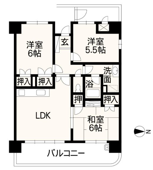 女子大前サンシャイン第2 607号室 間取り図