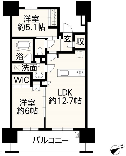 アトラス熊本呉服町 1203号室 間取り図