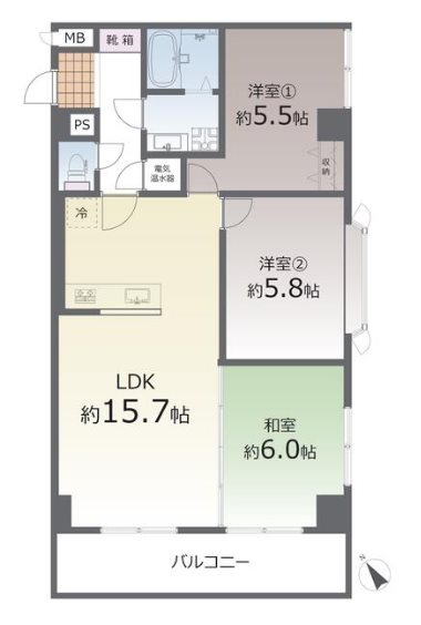 コアマンション熊高前 205号室 間取り図