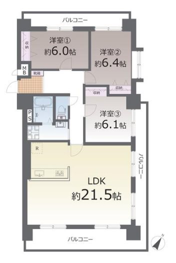 ライオンズマンション北水前寺公園 401号室 間取り図