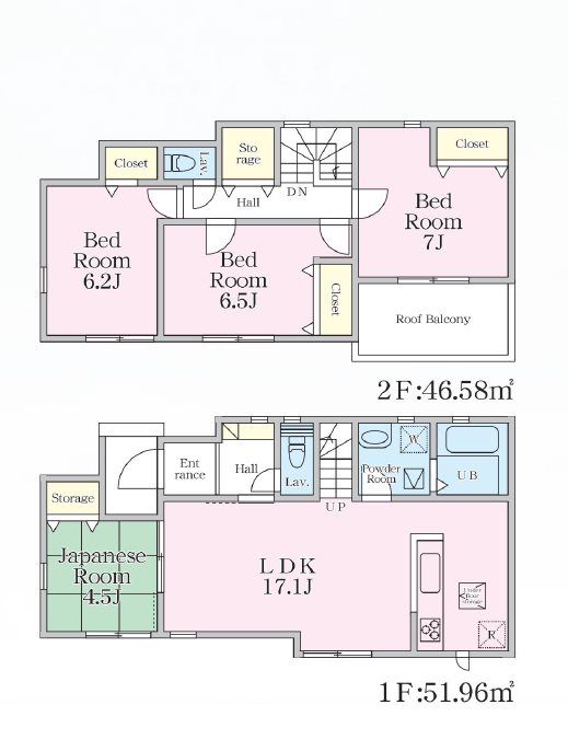 リナージュ中央区本山町23-1期1号棟新築戸建  間取り図