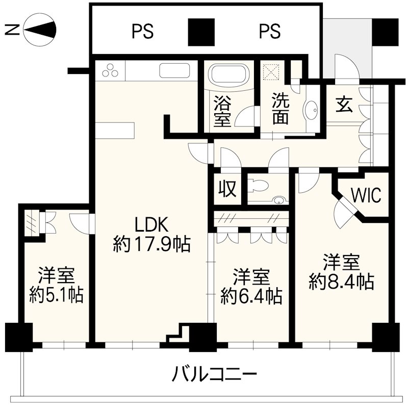 くまもと森都心 (ザ・熊本タワー)  3305号室 間取り図