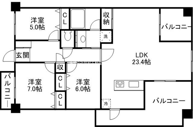 エイルマンショングランディール水道町 1106号室 間取り図