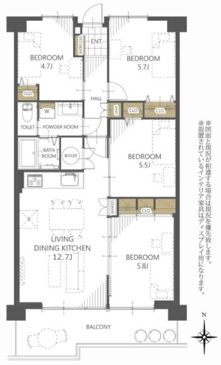 サンリラ清水町 907号室 間取り図