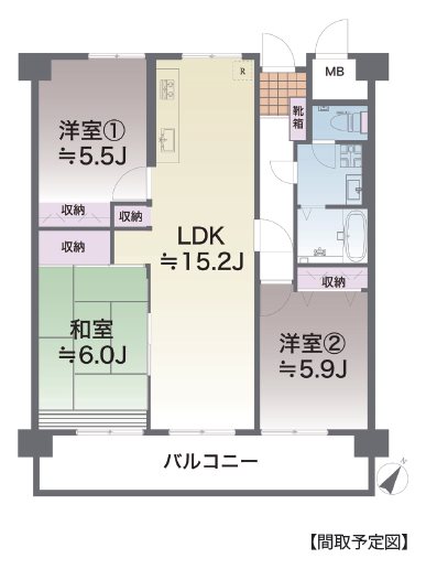 トーカンマンション健軍東参番館 905号室 間取り図