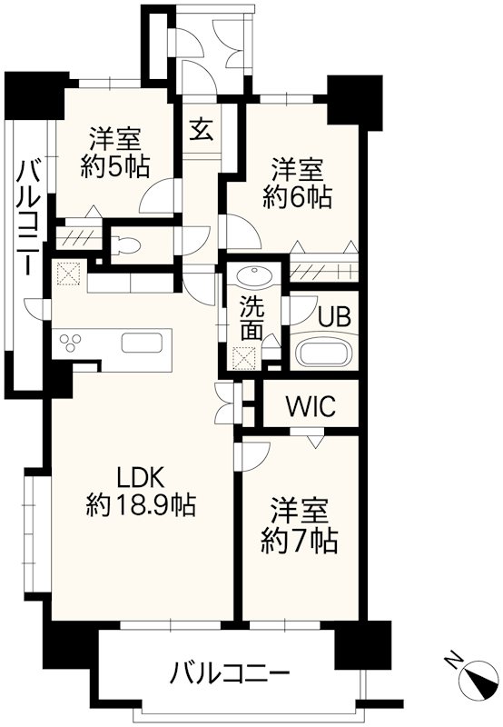 オーヴィジョン九品寺 501号室 間取り