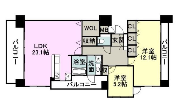 アーバンパレス健軍Ⅱ 501号室 間取り