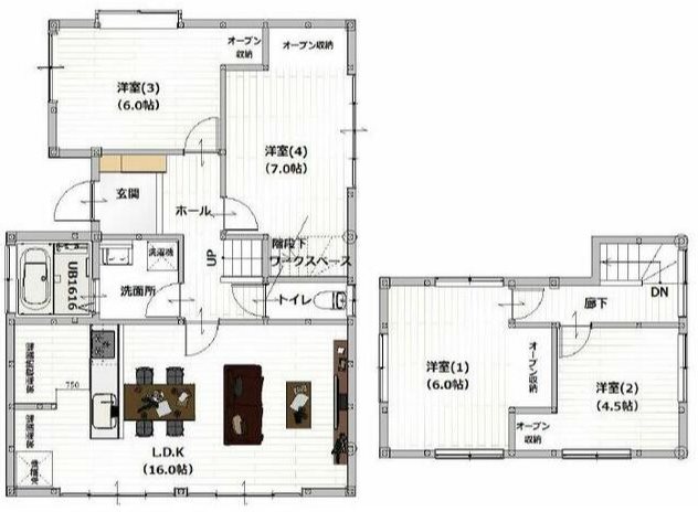 北区植木町滴水2期戸建 間取り図