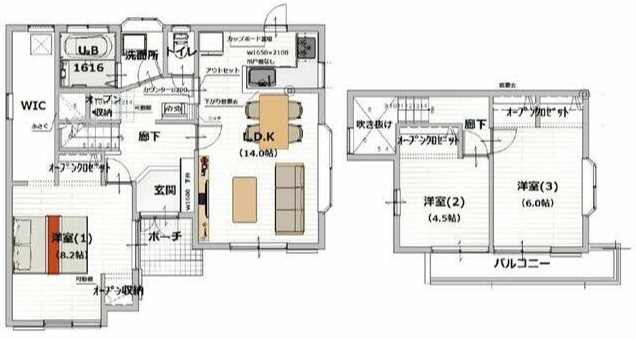 東区京塚本町戸建 間取り図