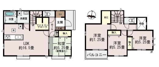 ハートフルタウン菊池市野間口2号棟新築戸建 間取り図