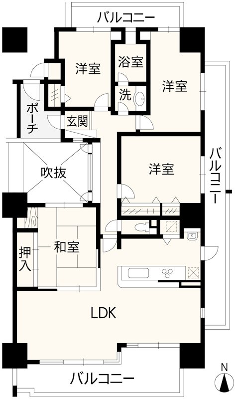 サーパスシティ熊本 1215号室 間取り図