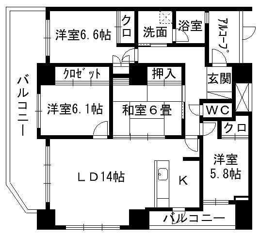 優渾水前寺 1202号室 間取り図