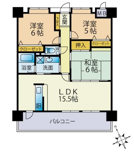 ヴェルビュ島崎 204号室 間取り図