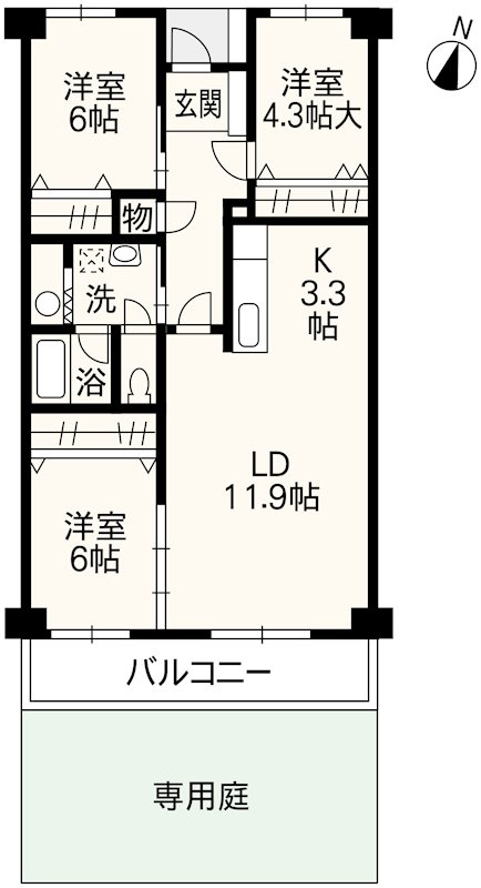 コープ野村上熊本B棟 106号室 間取り図