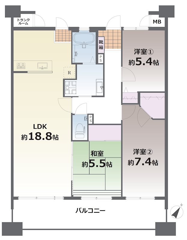 コアマンションネクステージ長嶺南 203号室 間取り図