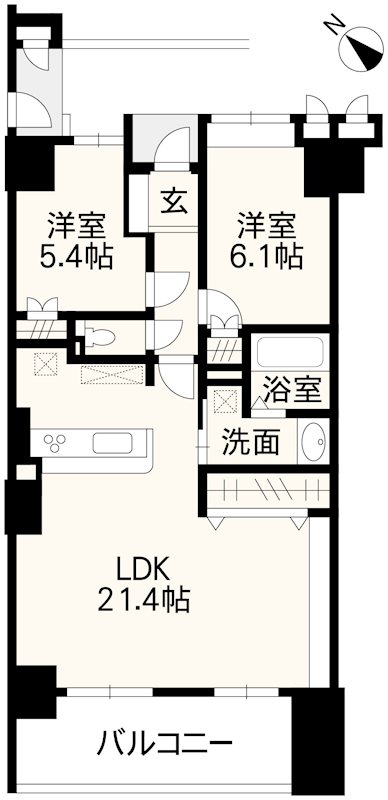 サーパスシティ新屋敷一番館 202号室 間取り図