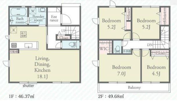 リナージュ・ネクスジー北区麻生田5丁目第1期1号棟新築戸建 間取り図