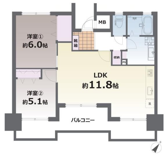 ロワールマンション大江 502号室 間取り図