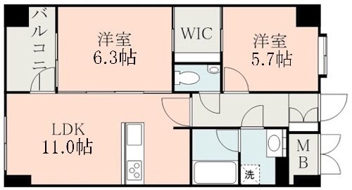 ラ・シック辛島 1302号室 間取り図