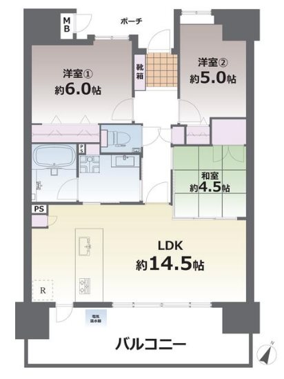エイルマンション慶徳 303号室 間取り図