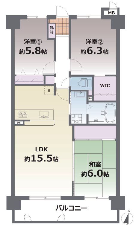 コアマンション新水前寺Ⅱ 202号室 間取り