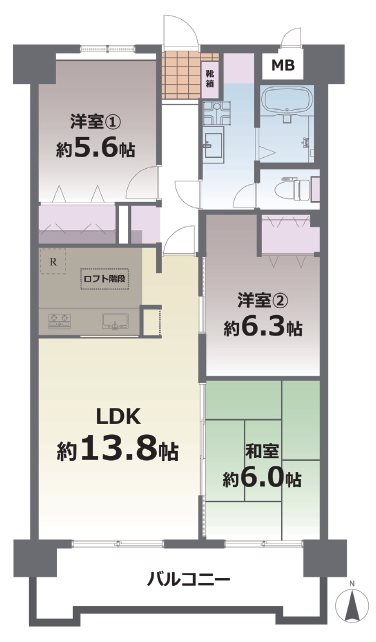 クローバーマンション坪井中央公園 905号室 間取り図