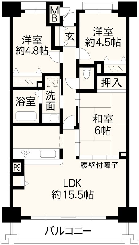 ロイヤルシャトー徳王 606号室 間取り図