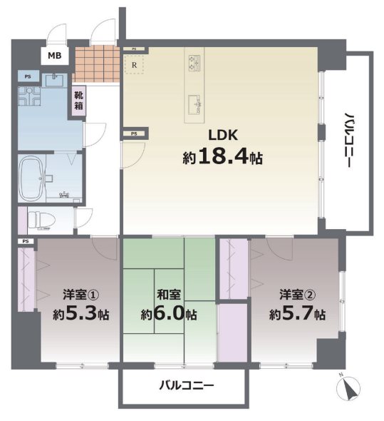 ビブレマンション薬園  802号室 間取り図