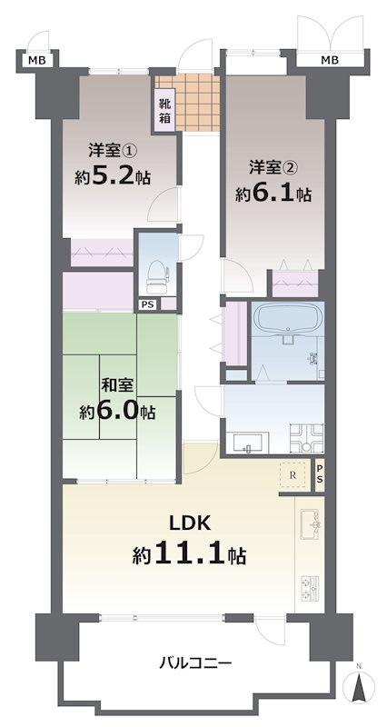 サーパス神水本町第2 708号室 間取り図