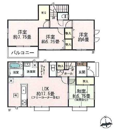 ハートフルタウン菊池市西寺F号棟新築戸建  間取り図