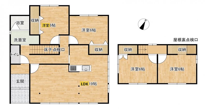 東区上南部3丁目戸建 間取り図