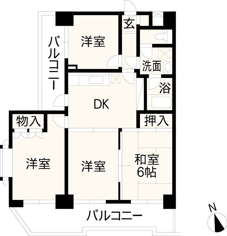 シティマンション国府 503号室 間取り図