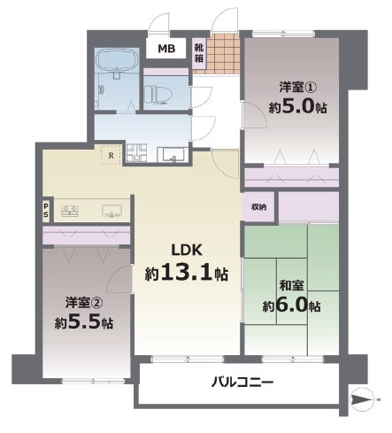ビブレマンション薬園  603号室 間取り図