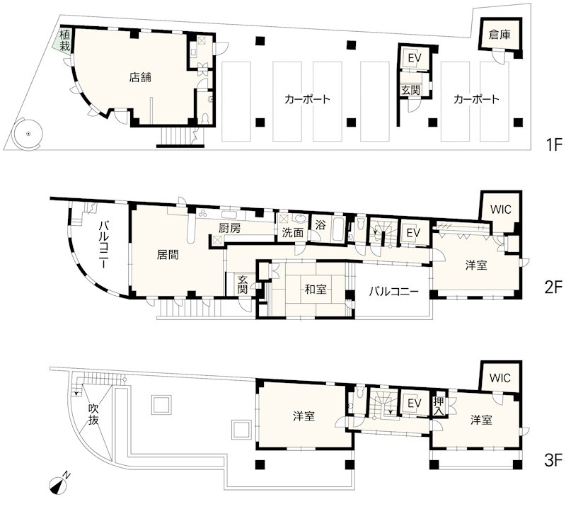 中央区帯山2丁目店舗付戸建 間取り図